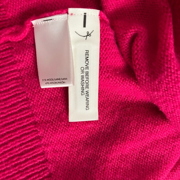 [XS]Ann Taylor Vibrant Pink Wool Nylon blend Sweater Shoulder Bows Pullover - Picture 7 of 7